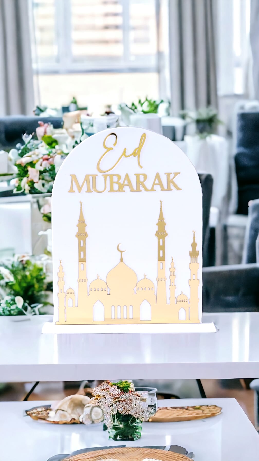 Deco en Acrylique Eid Mubarak motif Mosquée - Happy Muz Deco