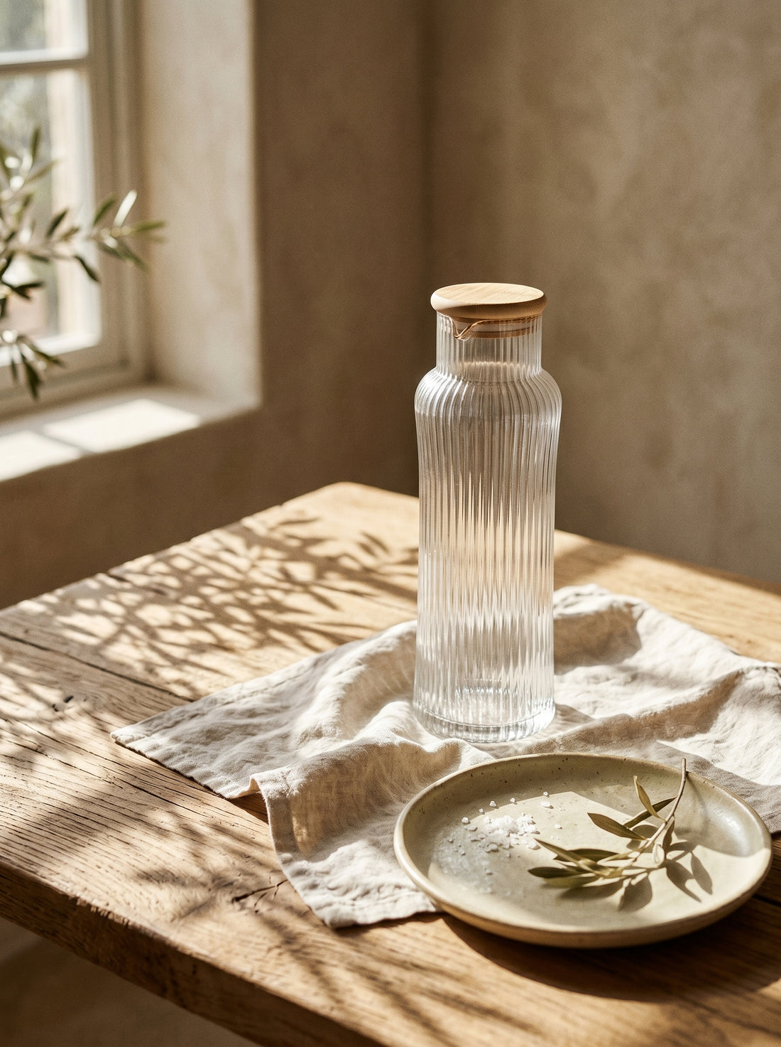 Carafe en verre avec bec – Liseré doré