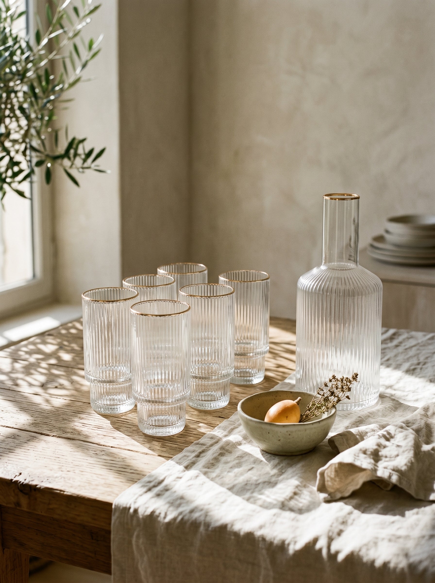 Service carafe et verres – Liseré doré