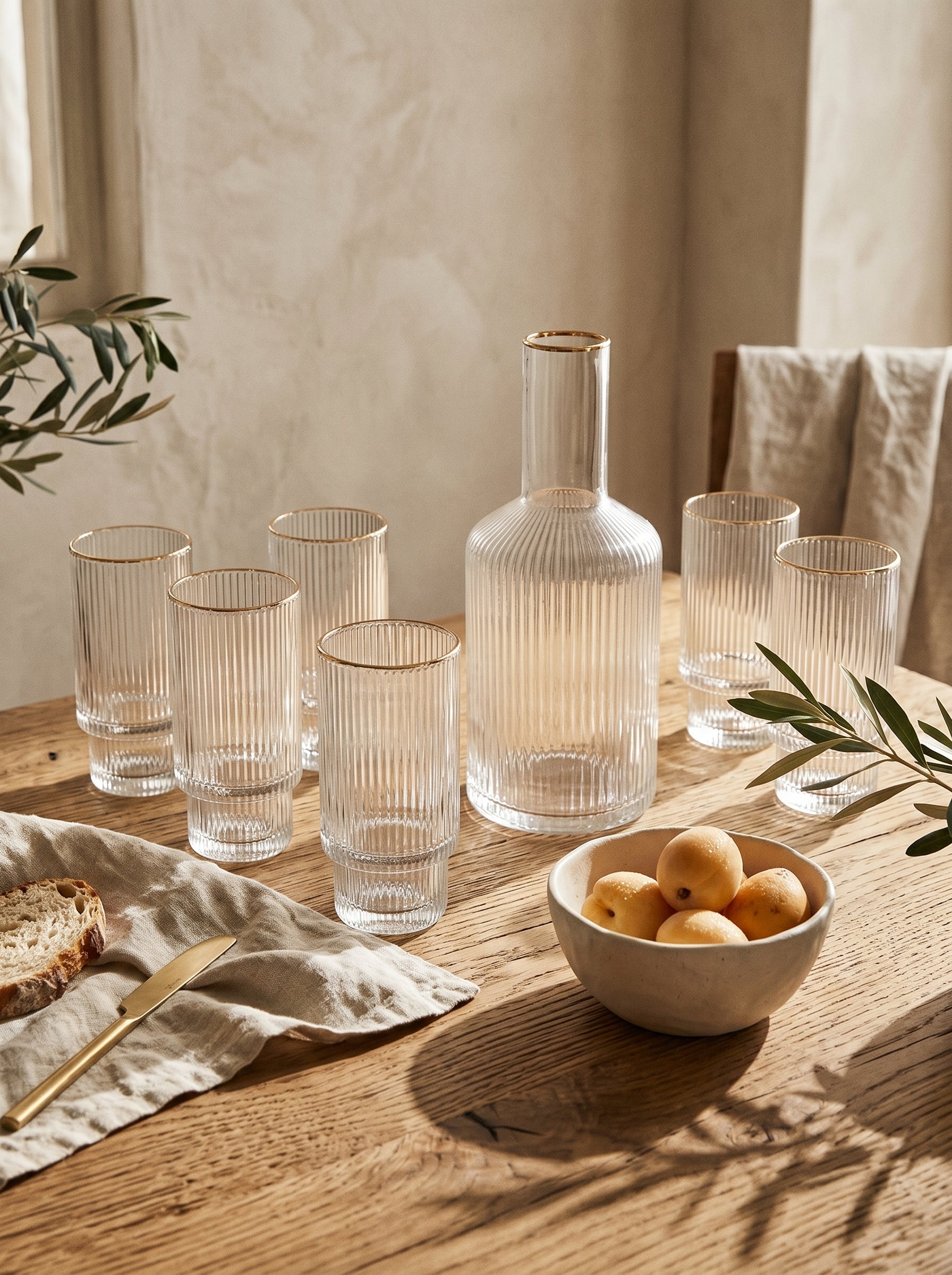 Service carafe et verres – Liseré doré