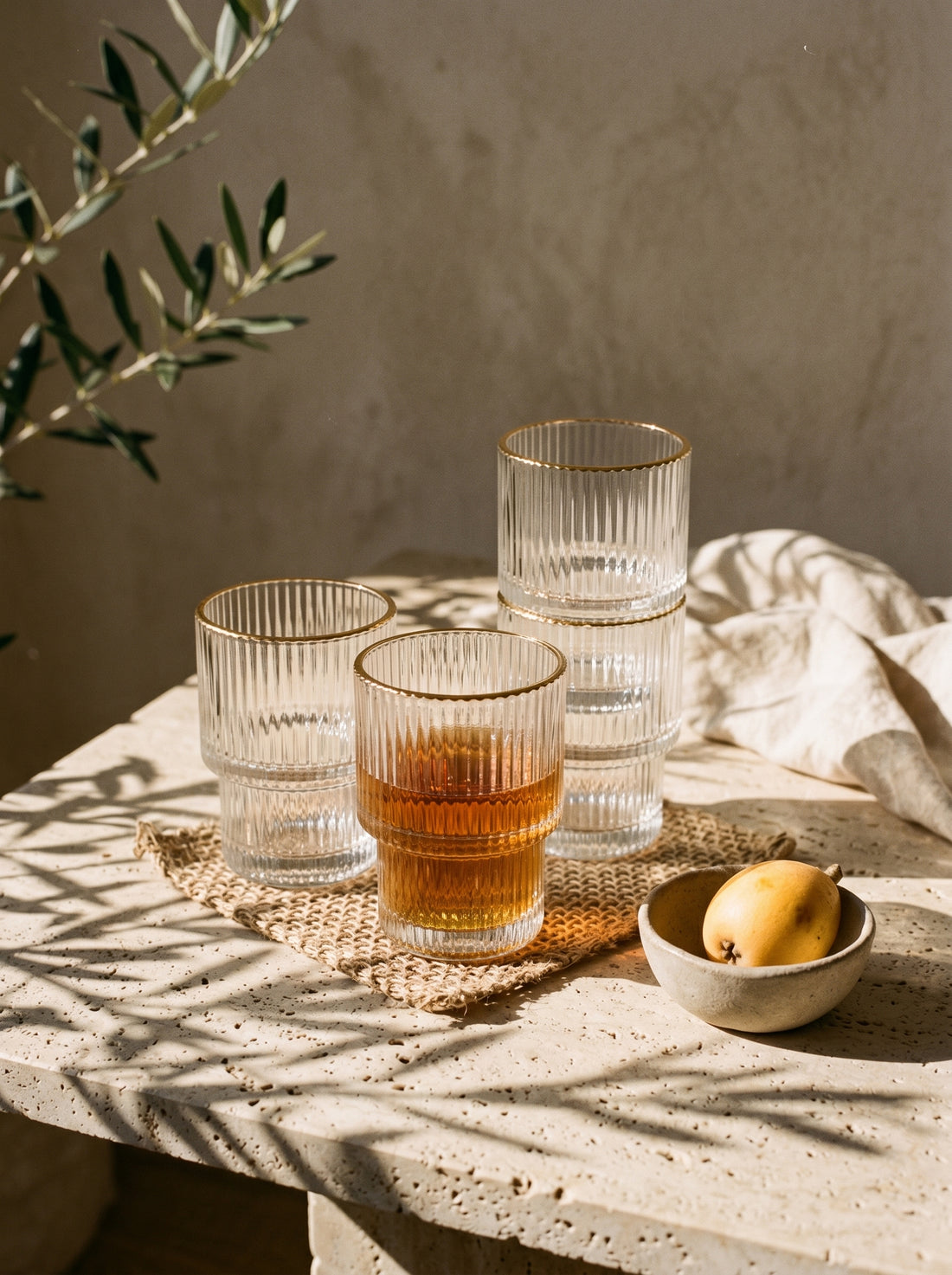 Lot de 6 petit Verres Lines - Liseré Doré