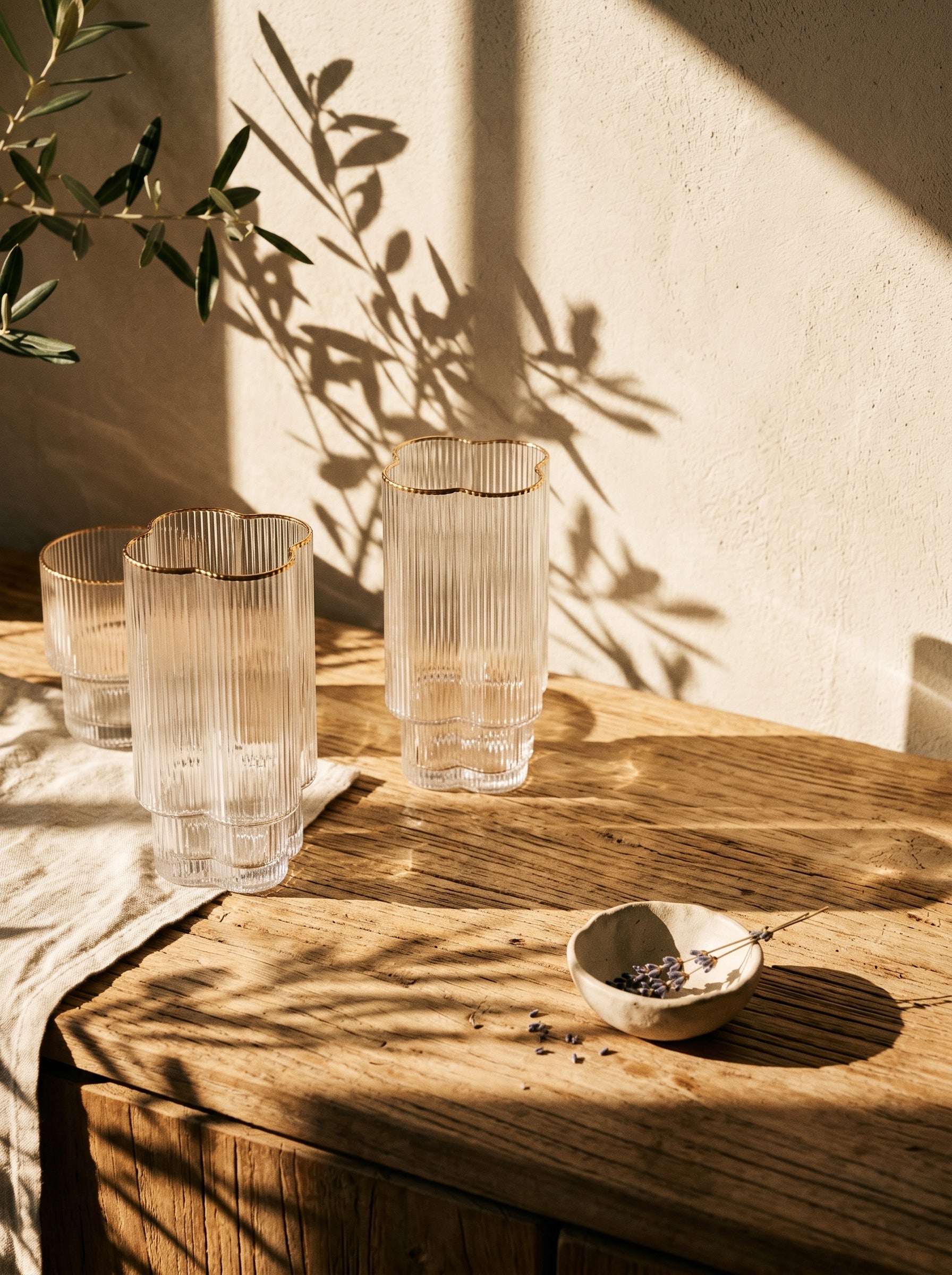 Lot de 6 Grands Verres Trèfle – Liseré Doré