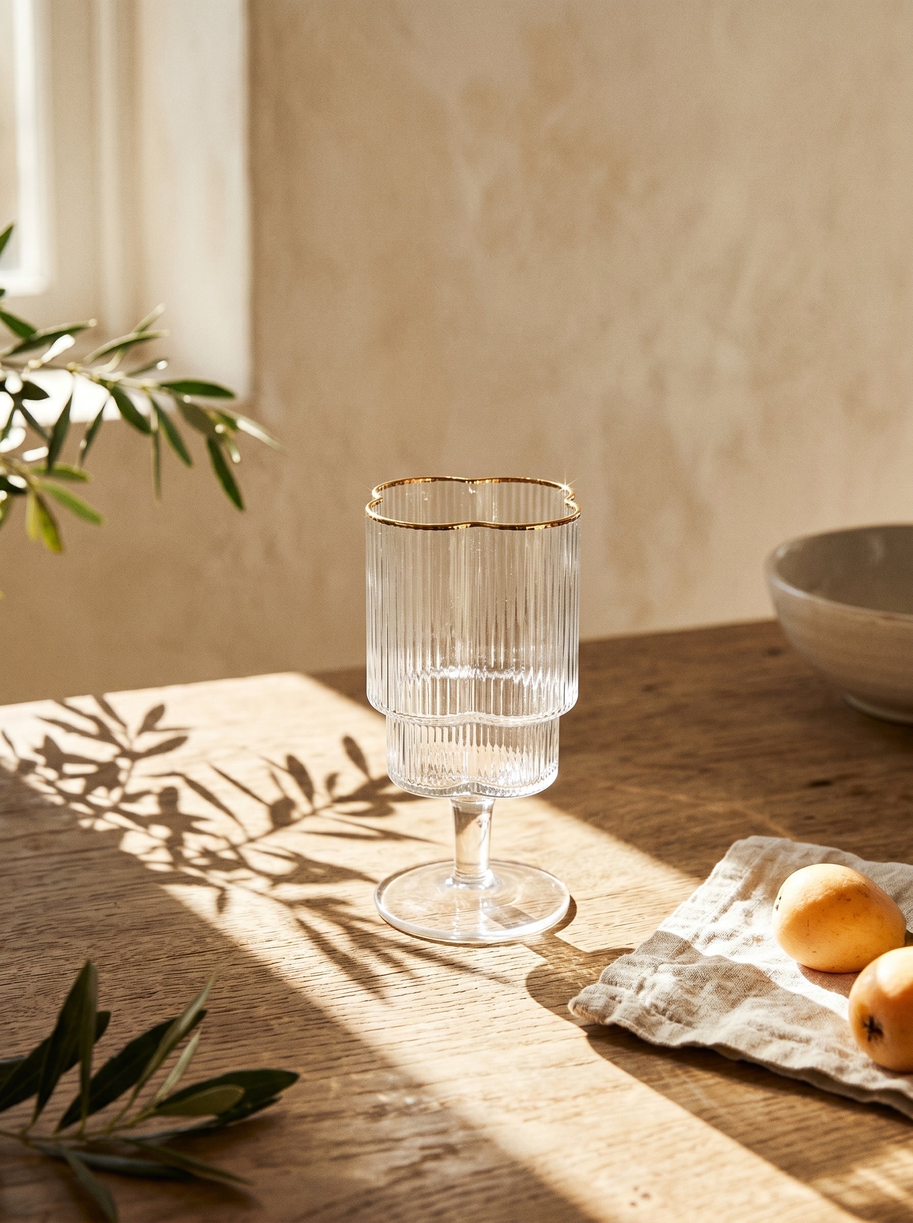 Lot de 6 Verres à pieds Trèfle – Liseré Doré