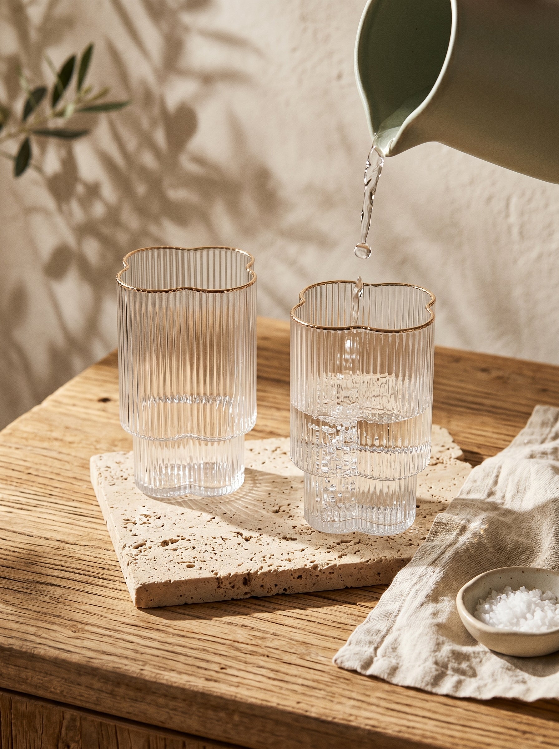 Lot de 6 Petits Verres Trèfle – Liseré doré