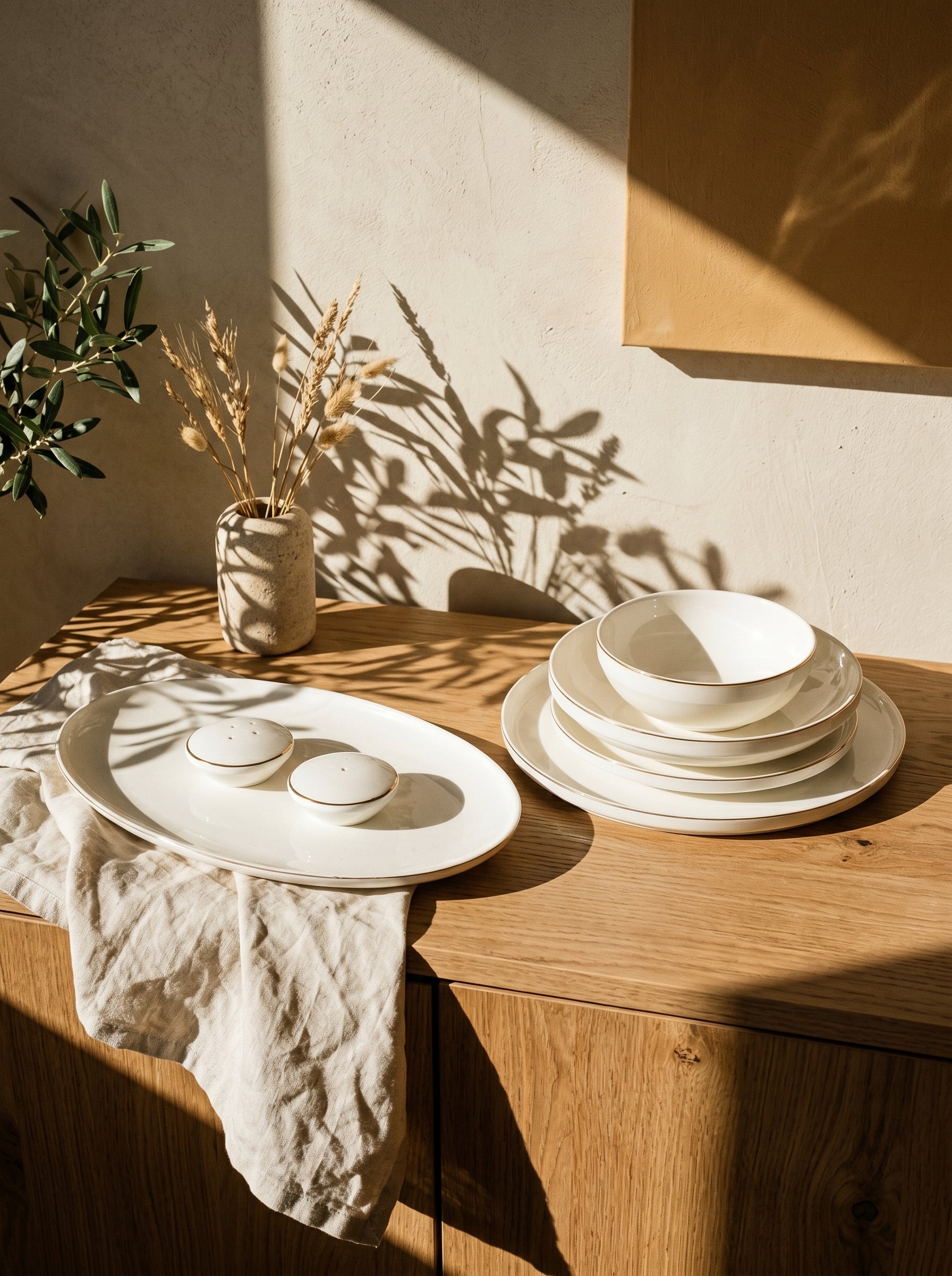 Service à vaisselle Anna 27 pièces en porcelaine liseré doré