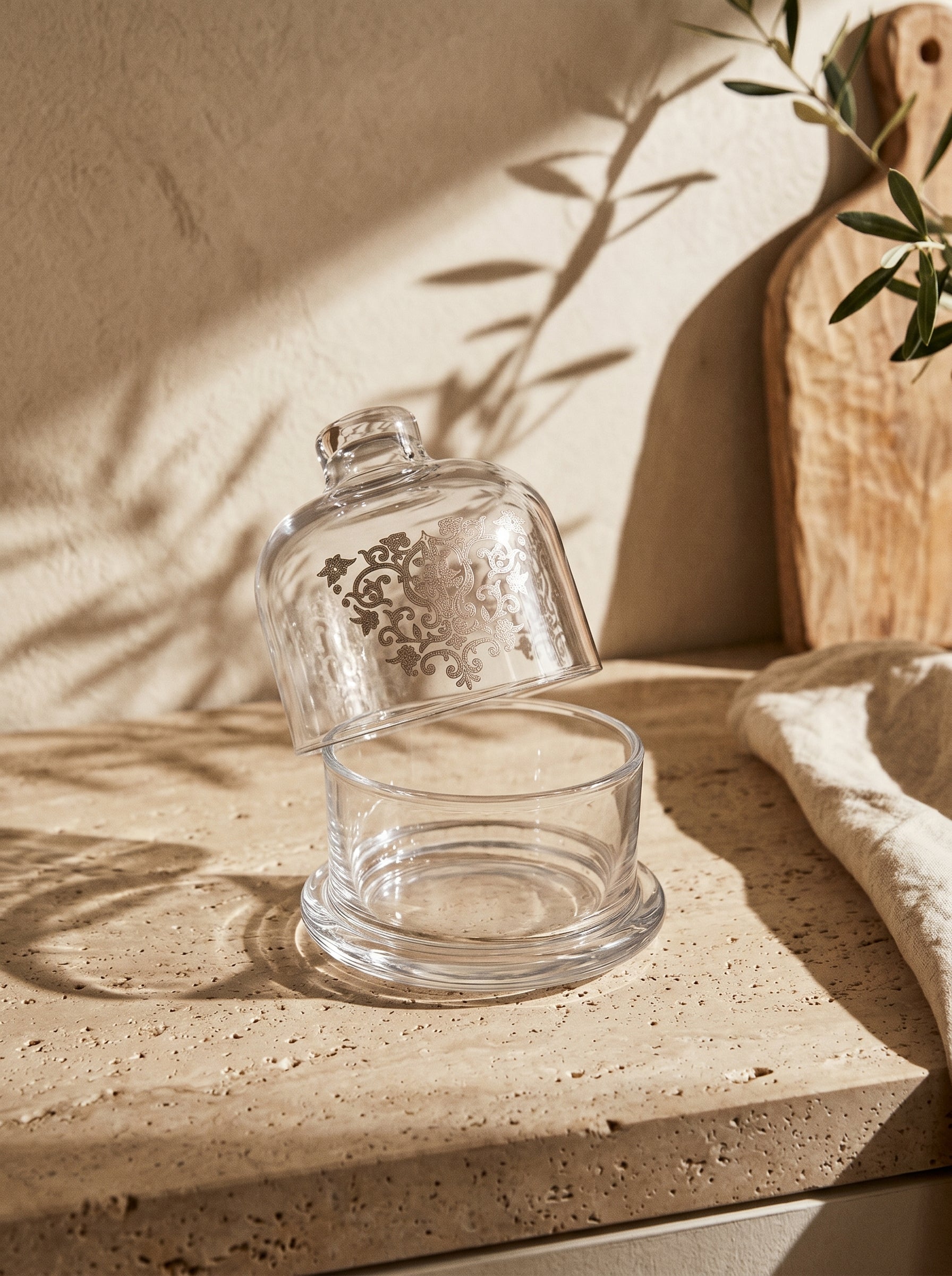 Cloche en verre orientale argenté
