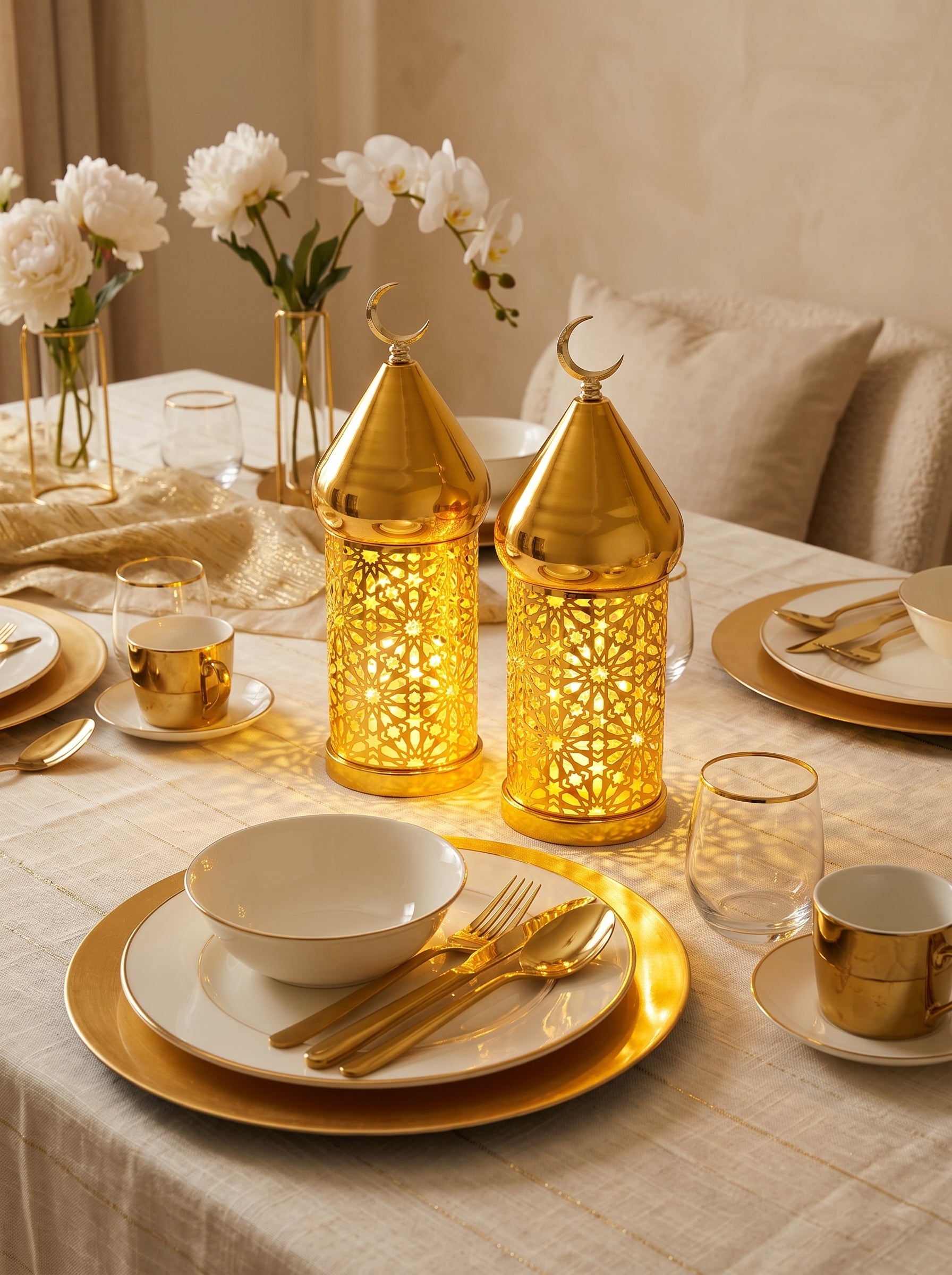 Grande Lanterne lumineuse LED - Doré