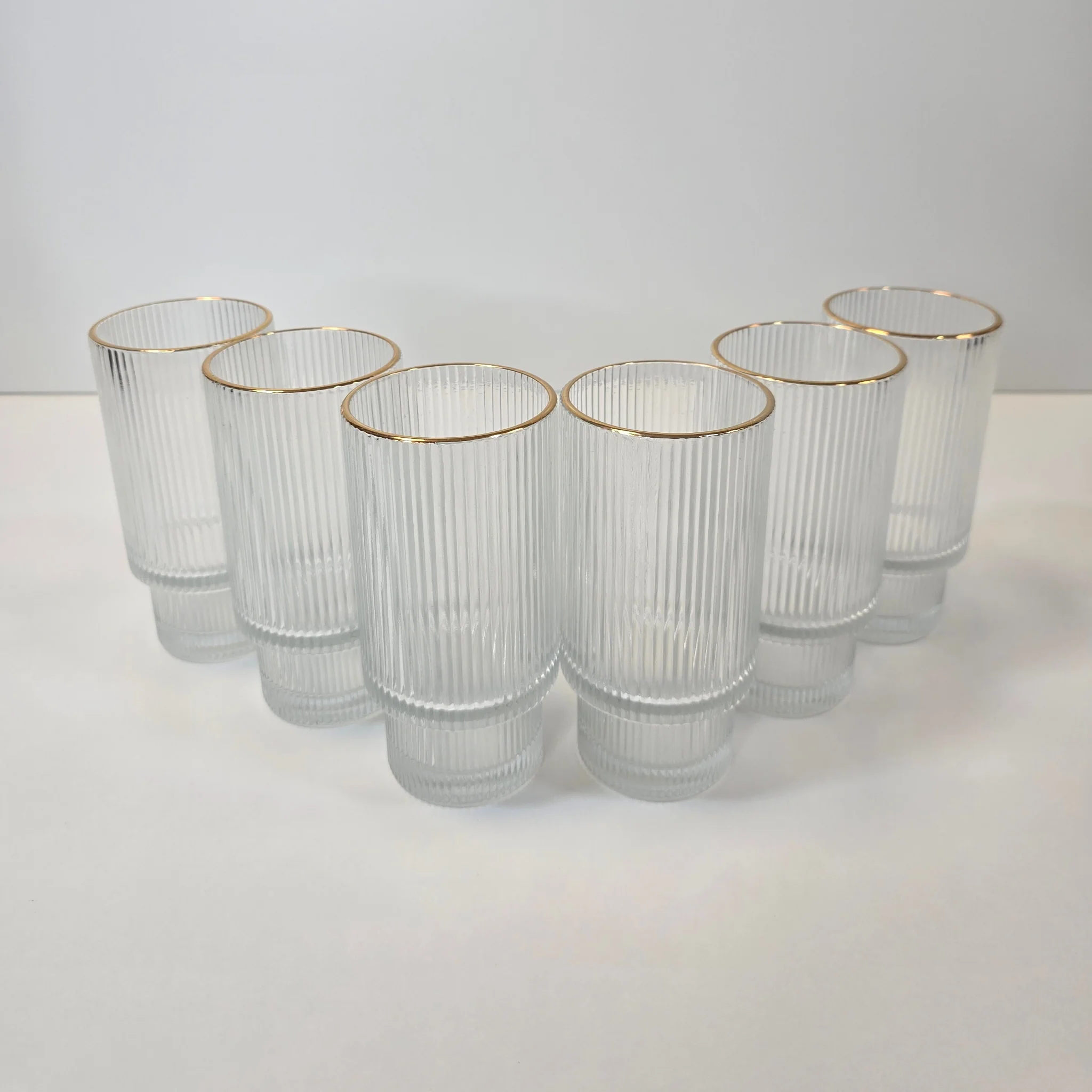 Lot de 6 grands Verres Lines – Liseré Doré - Happymuzdeco