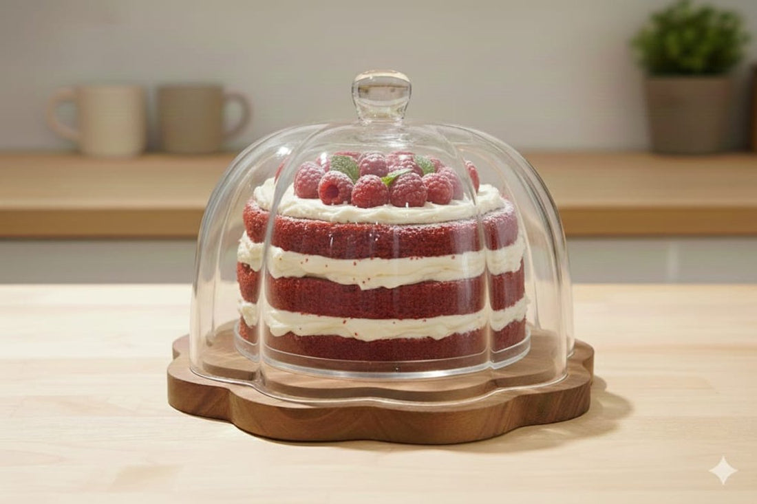 Plateau à gâteau en bois d’acacia – 26 cm - Happymuzdeco