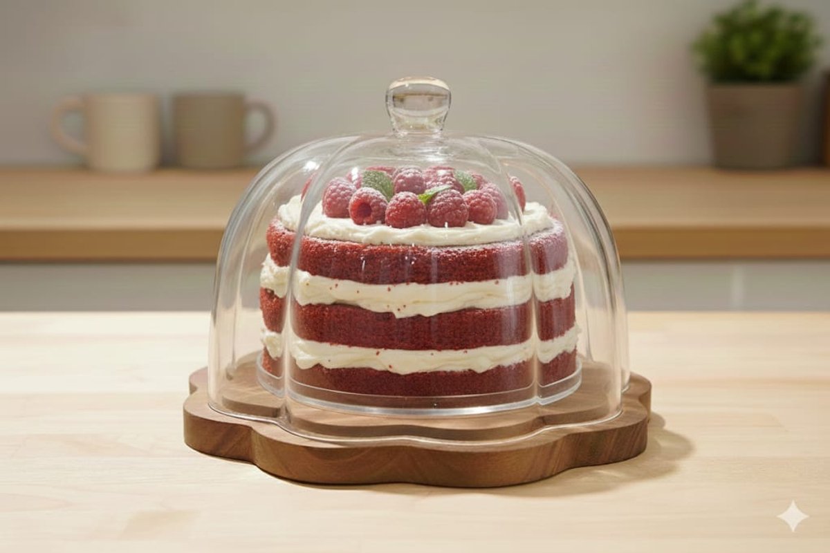 Plateau à gâteau en bois d’acacia – 26 cm - Happymuzdeco