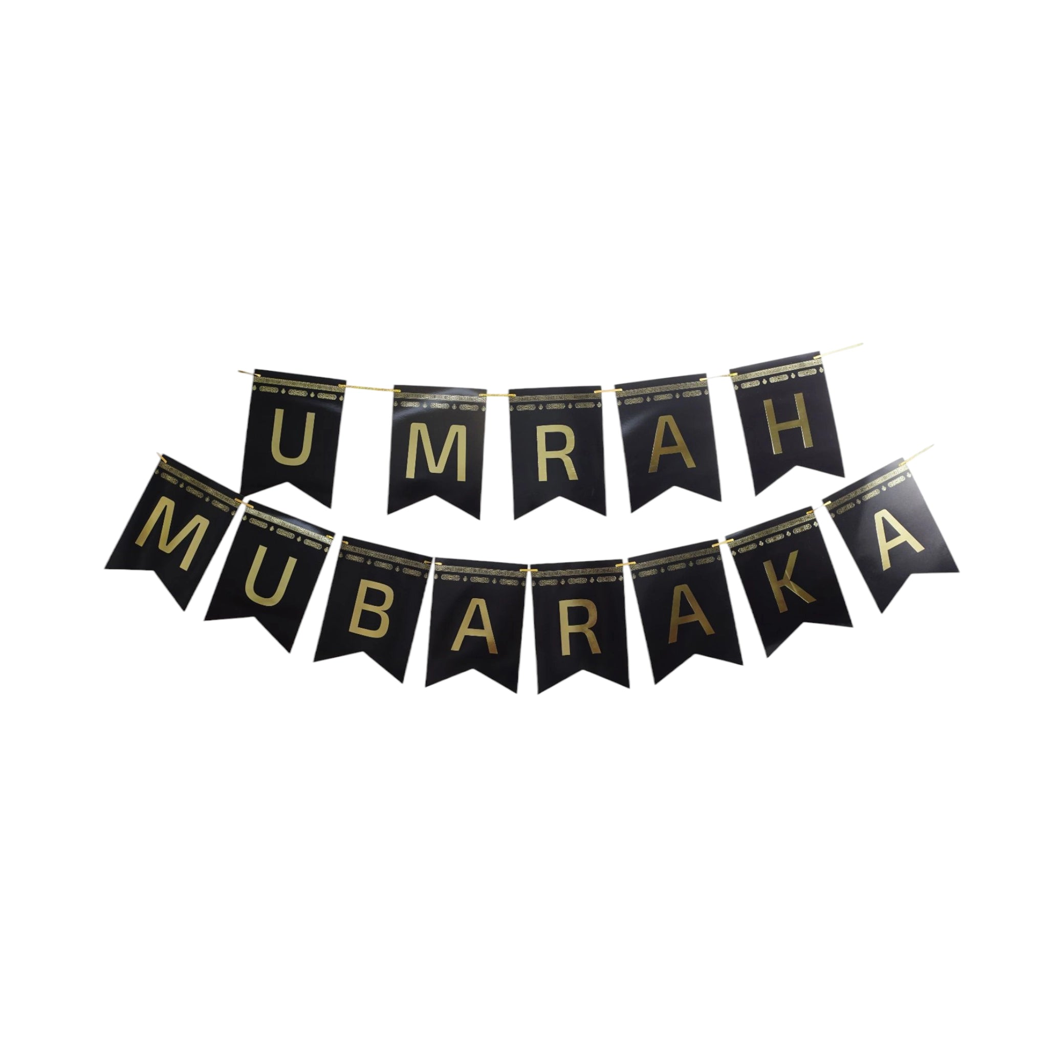 Banderole bannière Umrah Mubaraka - Noir et doré