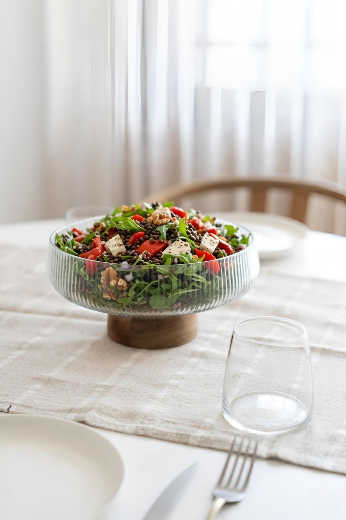 Saladier avec support en bois d’acacia – 24 cm - Happymuzdeco