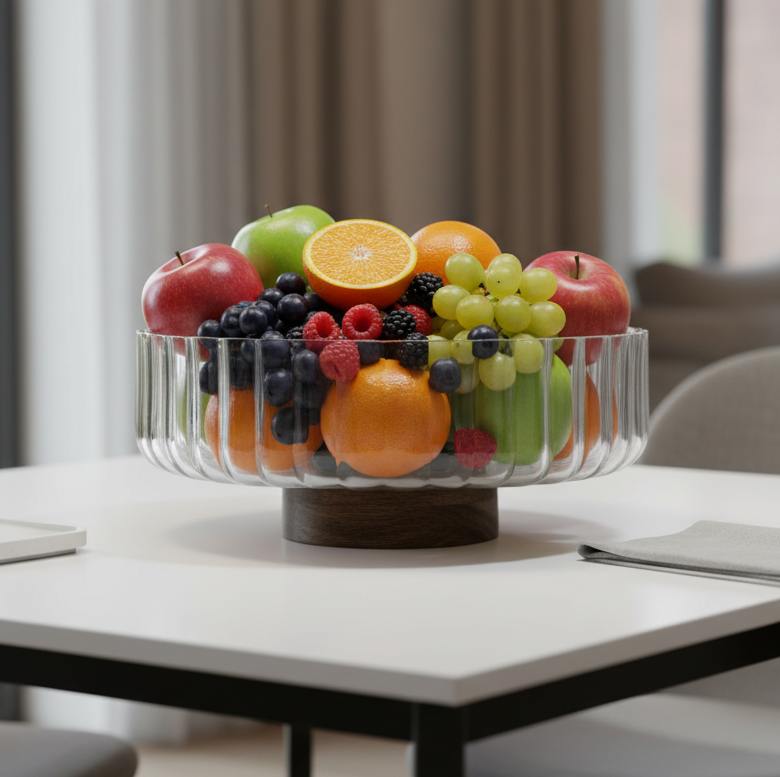 Saladier avec support en bois d’acacia – 26 cm