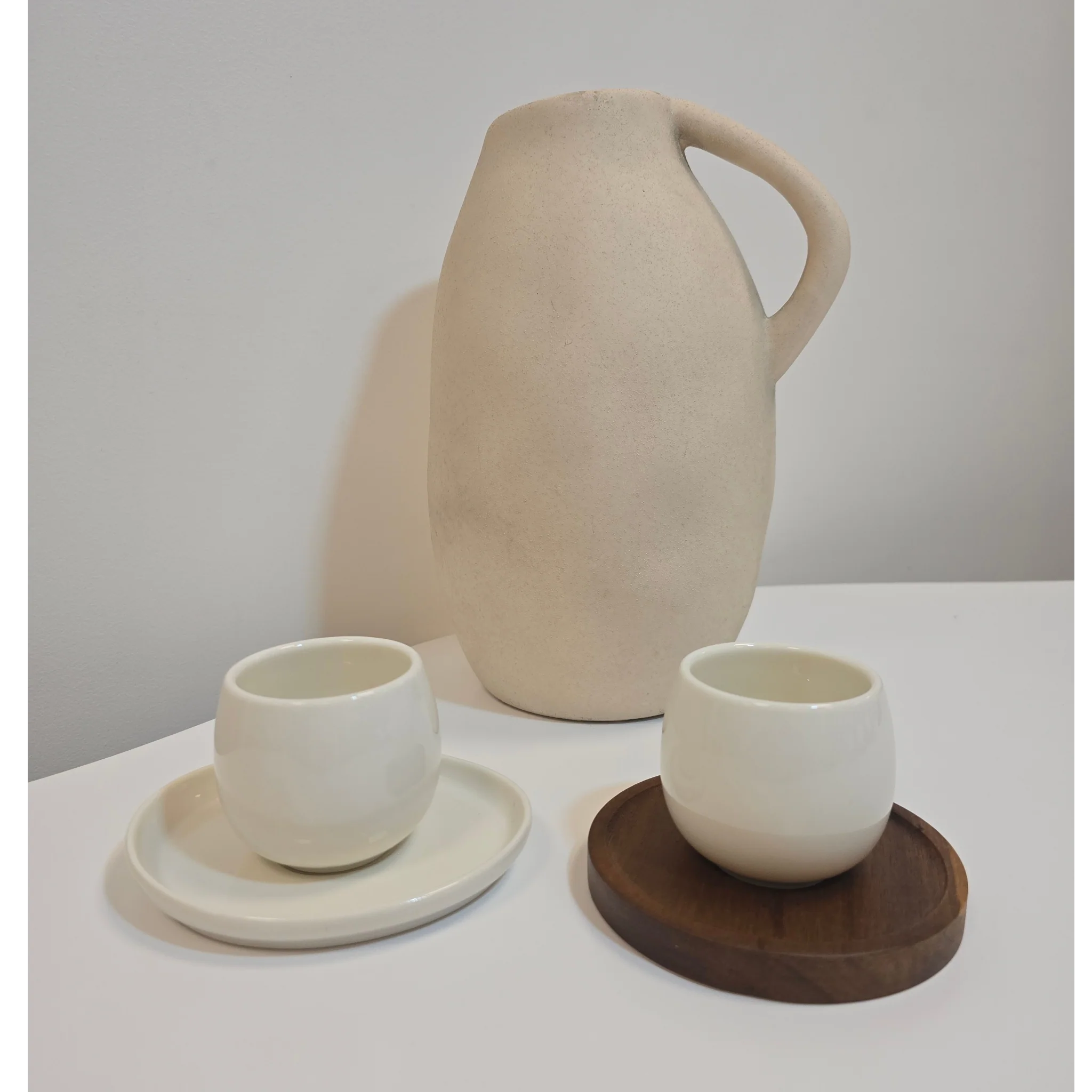 Service à café Egg Wood – Tasses 80 ml avec support bois - Happymuzdeco