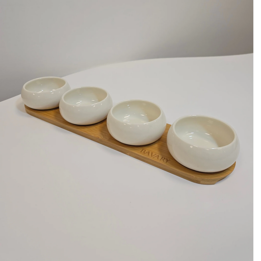 Set de bols apéritif Chubby avec support en bambou - Happymuzdeco