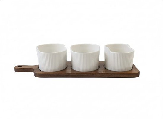Set de bols apéritif avec support en bois d’acacia - Happymuzdeco