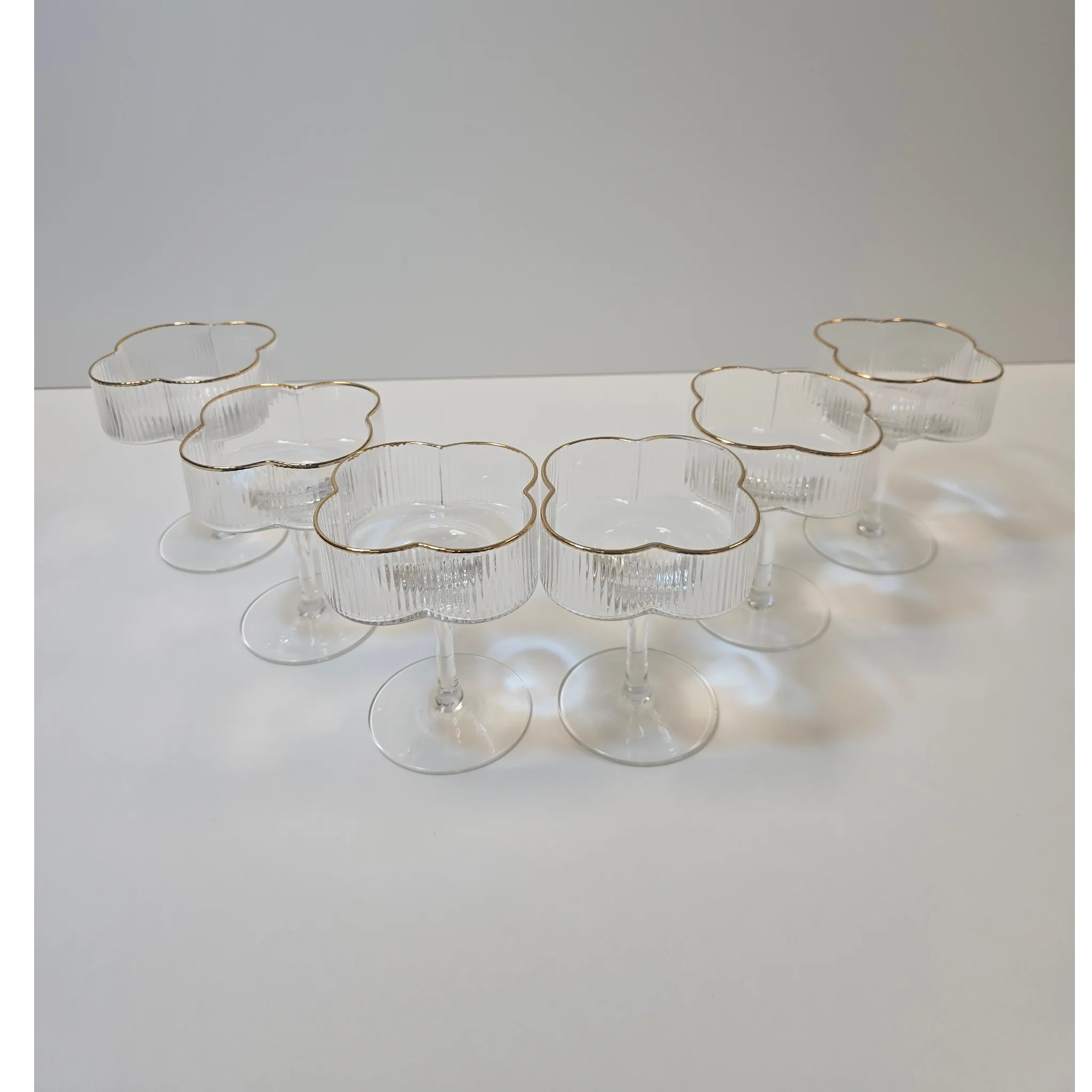 Lot de 6 verres à cocktail Trèfle – Liseré doré - Happymuzdeco