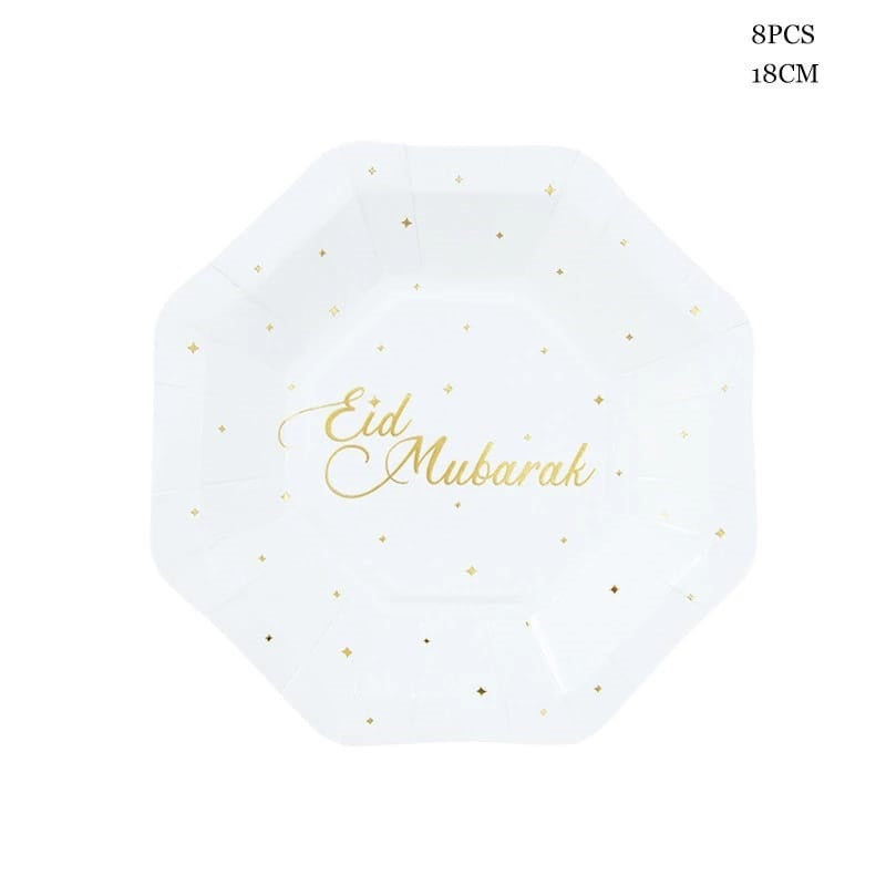 Set Vaisselles de table Eid Mubarak Blanc 72 pièces (bientôt disponible) - Happy Muz Deco