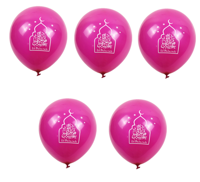Ballons Eid Mubarak Mosquée x5 (réassort en cours) - Happy Muz Deco