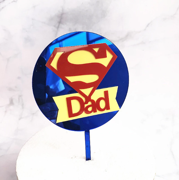 Cake topper Super Dad Bleu