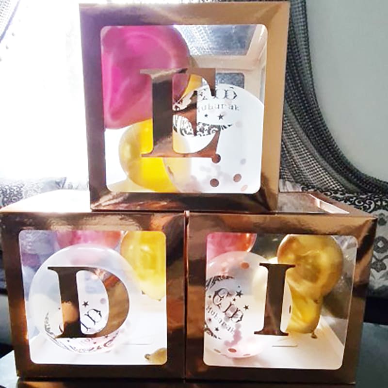 Cubes a ballons Rose | Eid Mubarak Decoration | Ballon decor | Eid Mubarak ballons - Happy Muz Deco