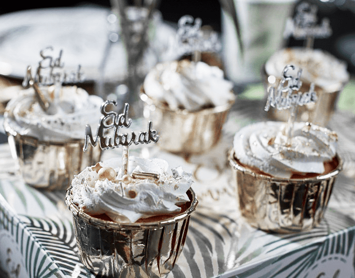 Cupcake topper Eid Mubarak Argent A