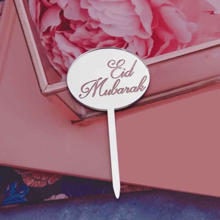 Cupcake topper medaillon Eid Mubarak Argent B