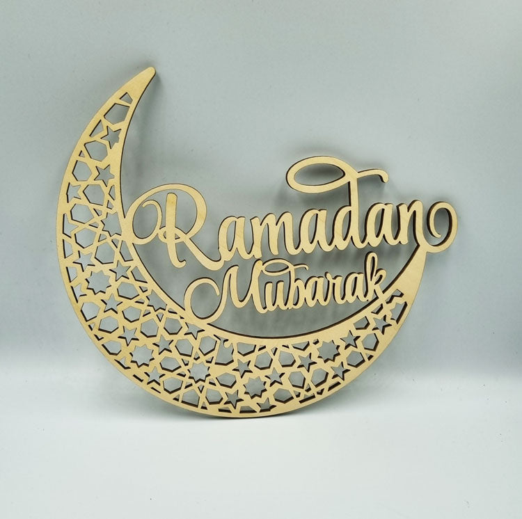 Déco suspendue lune Ramadan - Bois