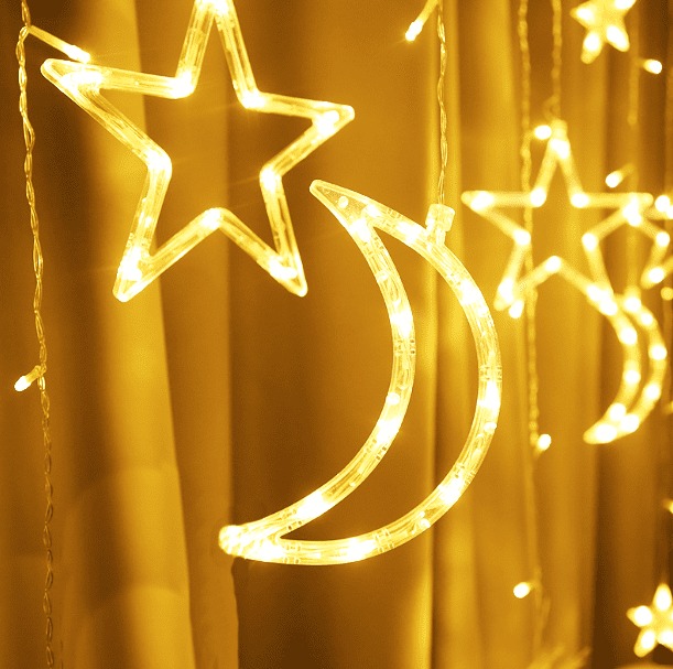 Guirlande lumineuse Led en forme de lune et d'étoile, décoration
