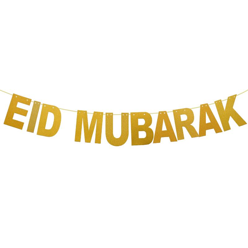 Banderoles Eid Mubarak pailletées | bannières suspendues | accrocher des lettres sur une ficelle - Happy Muz Deco