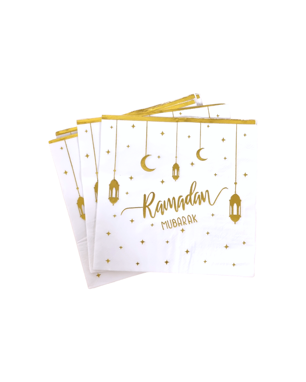 Serviettes Ramadan Mubarak x16 blanc et doré - Happy Muz Deco