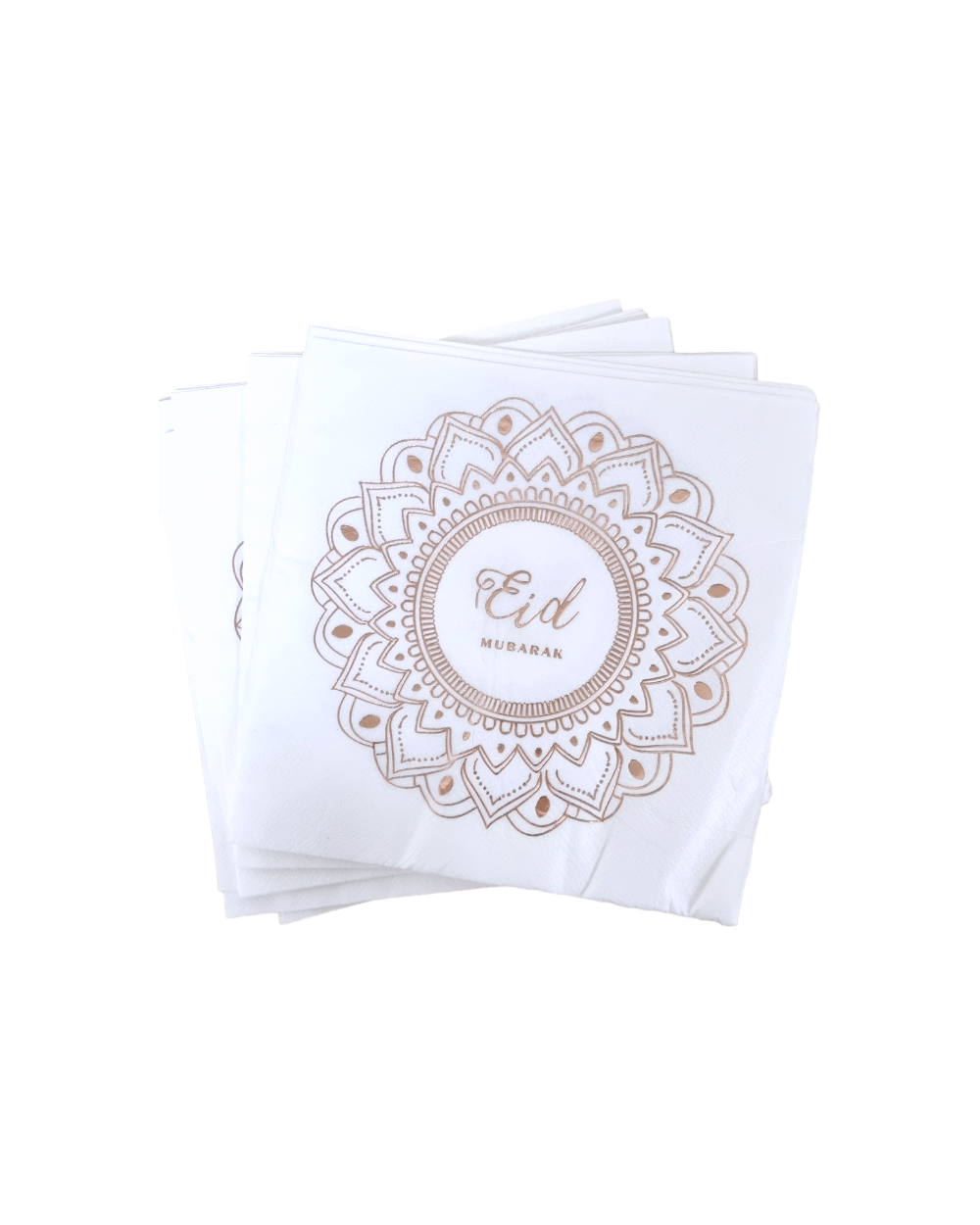 Serviettes Eid Mubarak x16 blanc et rose - Happy Muz Deco