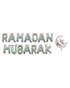 Ballons lettres Ramadan Mubarak avec lune - Argent - Happy Muz Deco