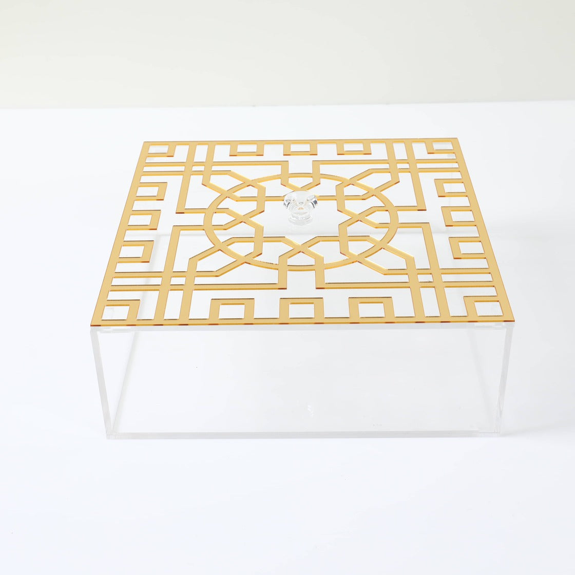 Plateau Box Oriental en Acrylique - Transparent et doré - Happy Muz Deco