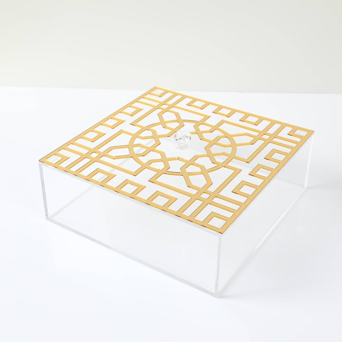 Plateau Box Oriental en Acrylique - Transparent et doré - Happy Muz Deco