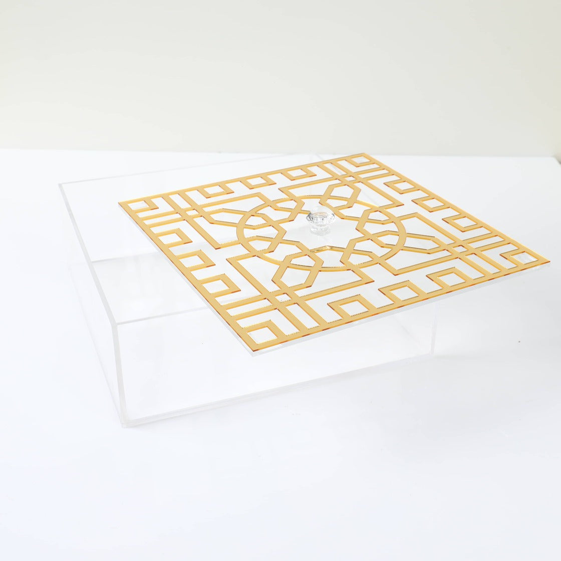 Plateau Box Oriental en Acrylique - Transparent et doré - Happy Muz Deco