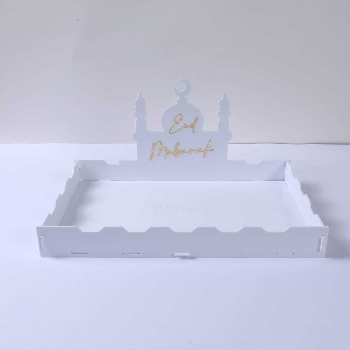Plateau en Acrylique Eid Mubarak - Blanc et doré - Happy Muz Deco