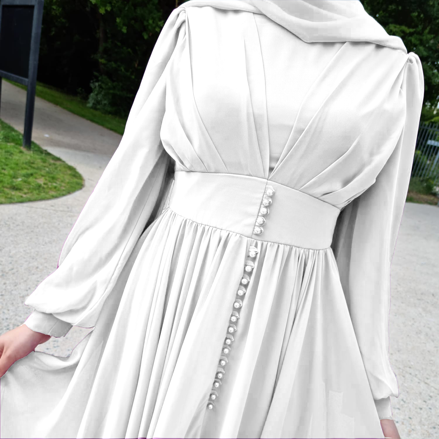 Robe Niyya mastour longue blanc