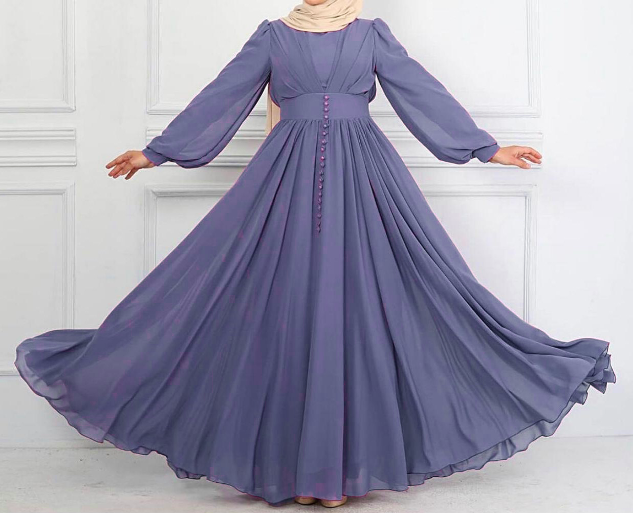 Robe Niyya mastour longue bleu
