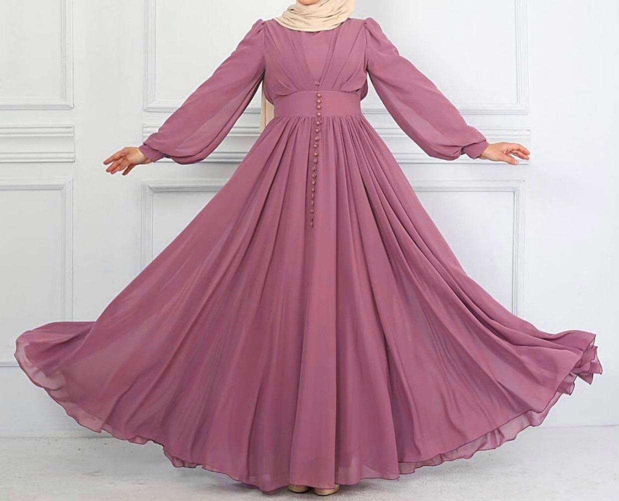 Robe Niyya mastour longue violet prune