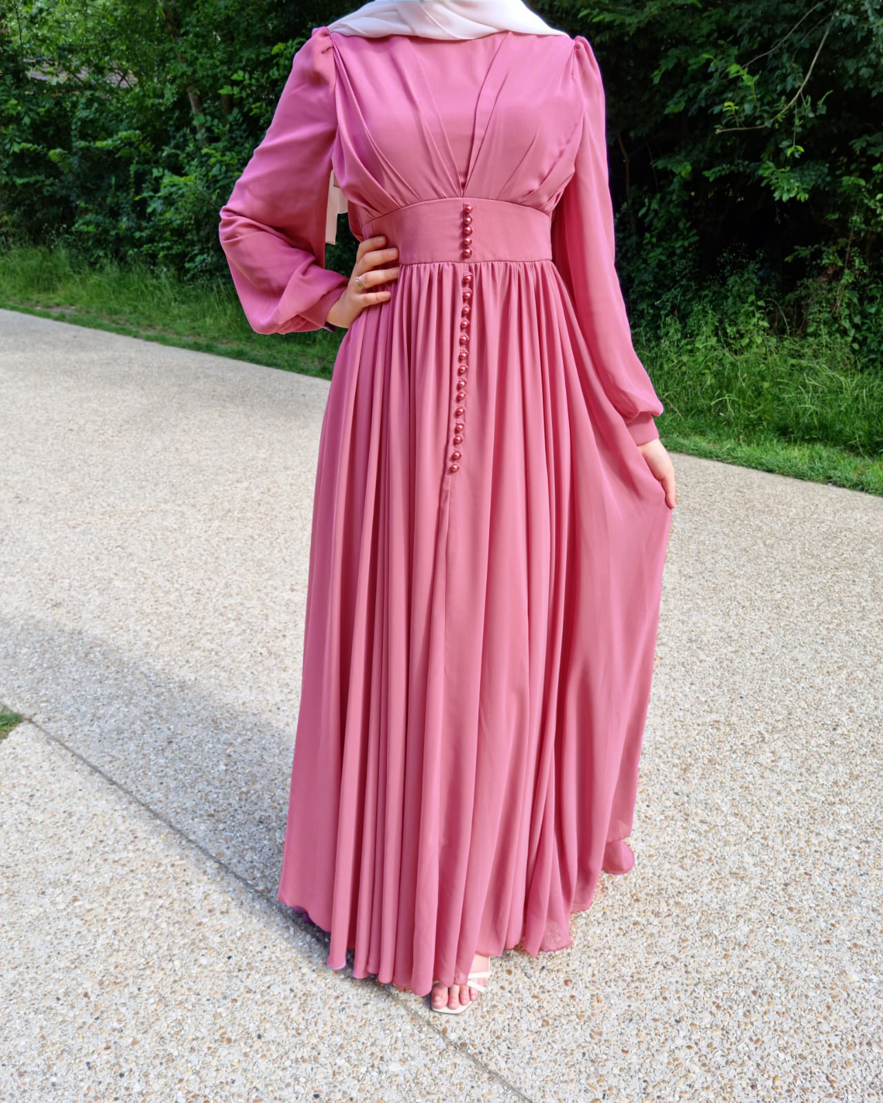 Robe Niyya mastour longue rose