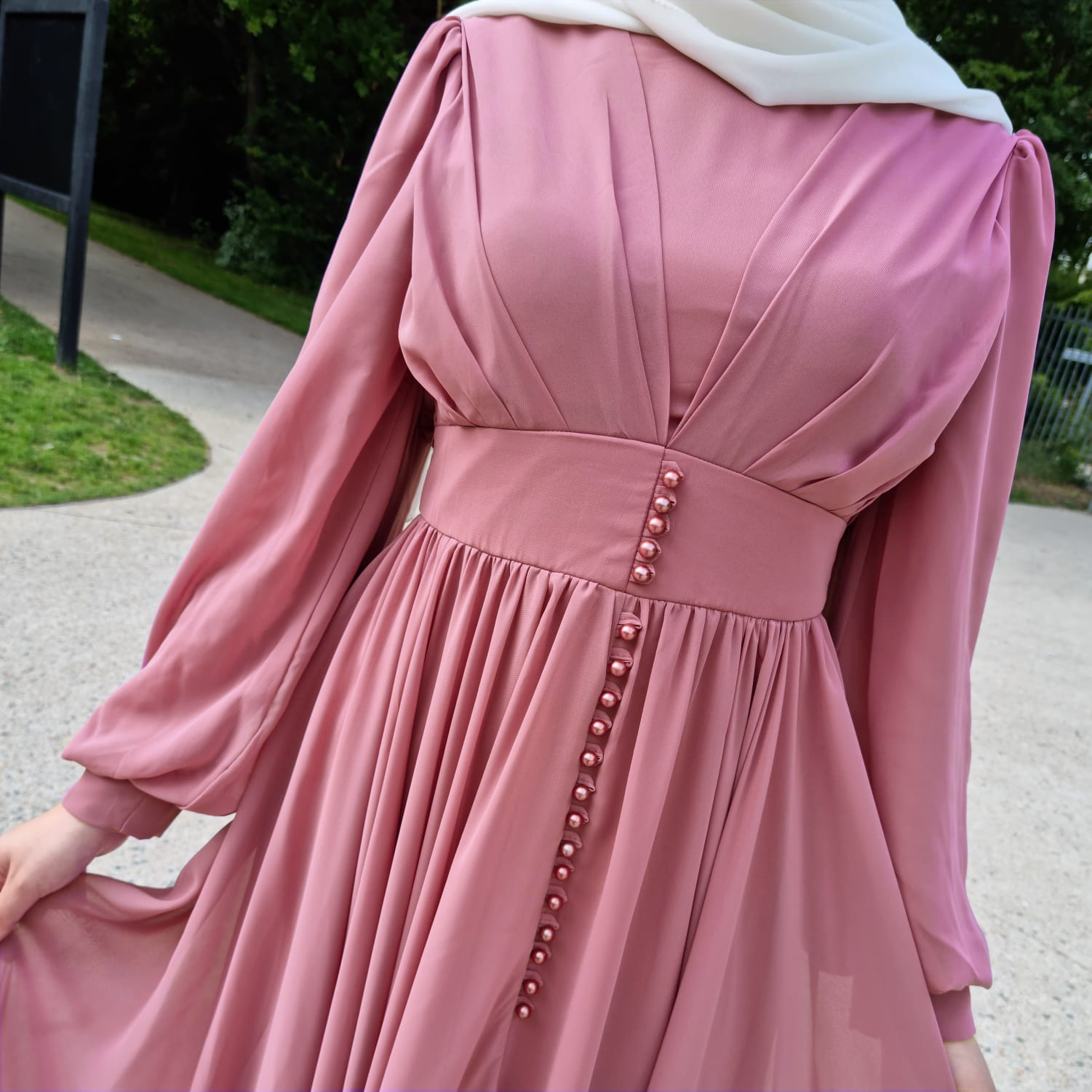 Robe Niyya mastour longue rose clair
