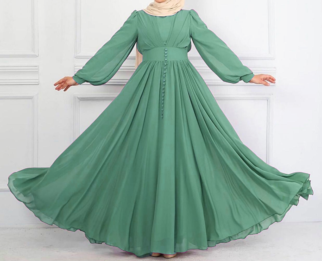Robe Niyya mastour longue vert