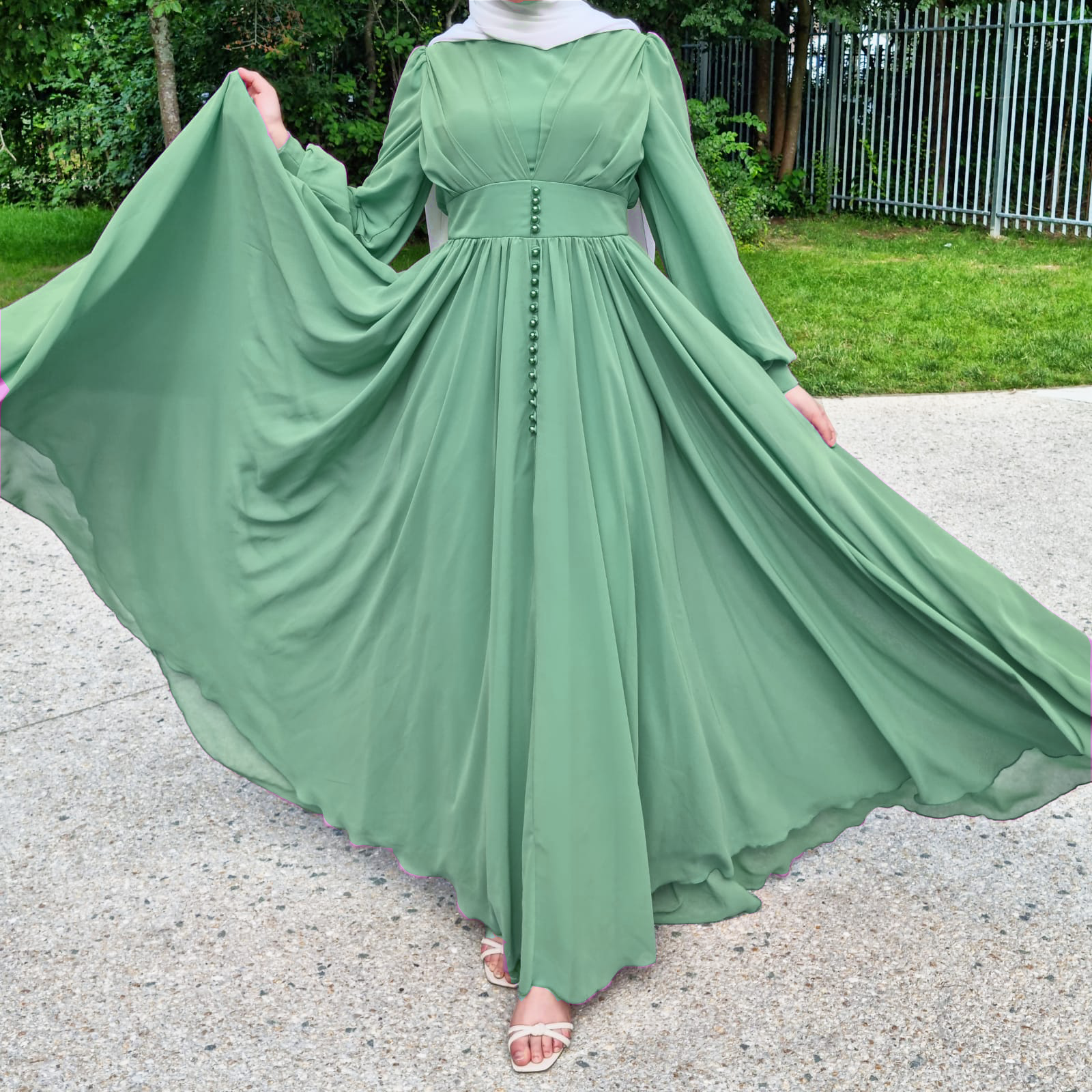Robe Niyya mastour longue vert