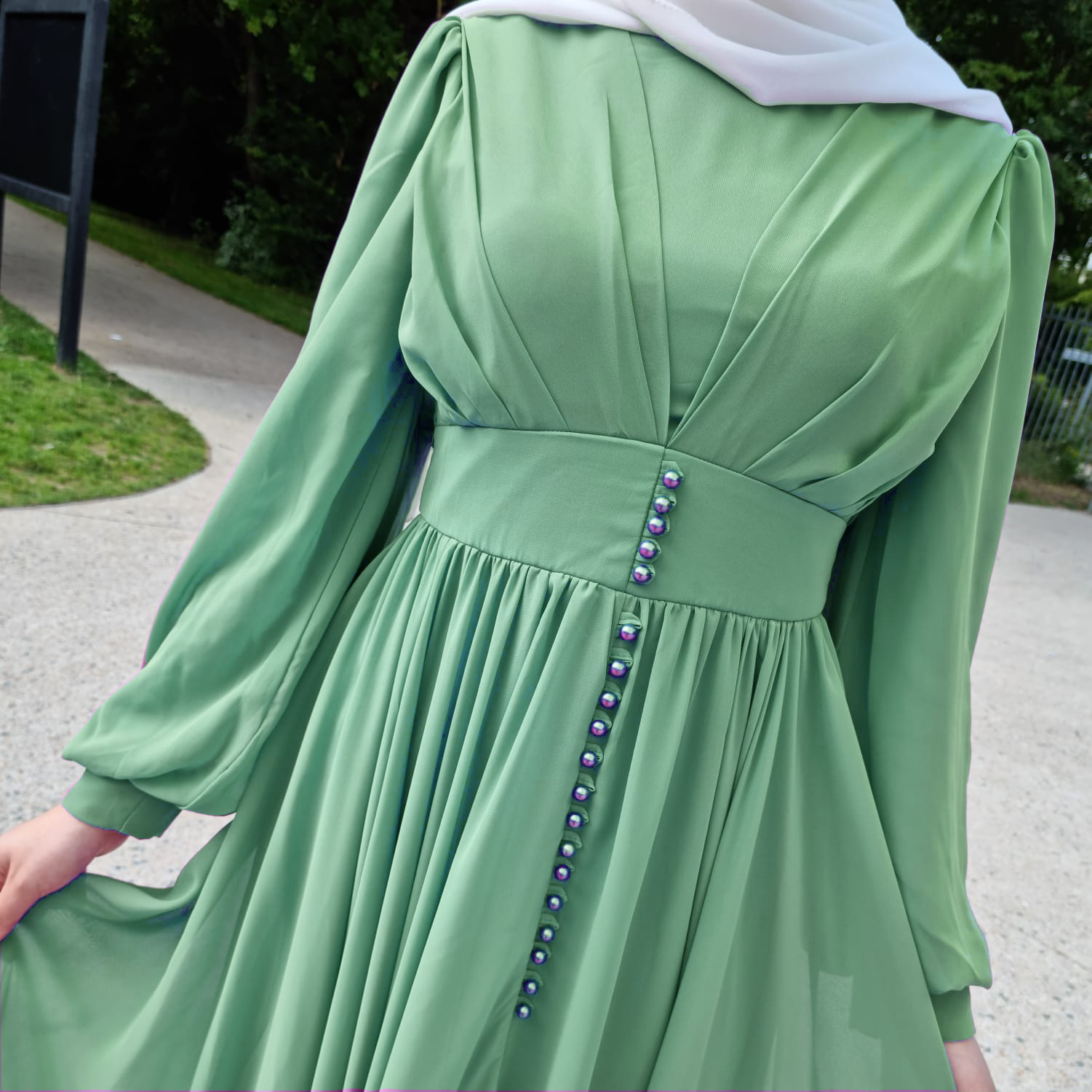 Robe Niyya mastour longue vert