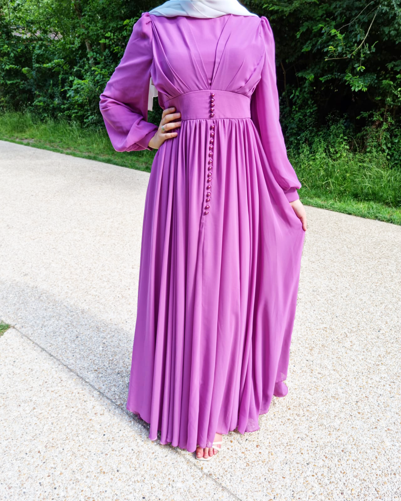 Robe Niyya mastour longue violet clair