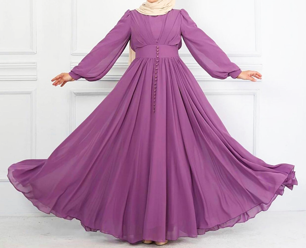 Robe Niyya mastour longue violet clair
