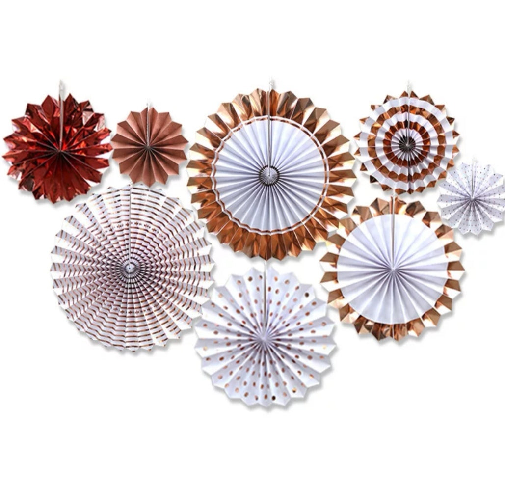 Éventails rose gold et blanc - Happy Muz Deco
