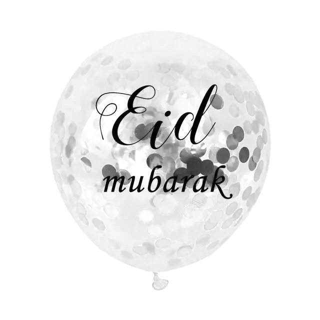 Ballons confettis Eid Mubarak Argent A