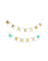 Banderole bannière Welcome Baby - Blanc, bleu et doré - Happy Muz Deco